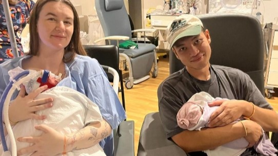 An Auckland family facing a brain tumour diagnosis weeks before the birth of twins.
