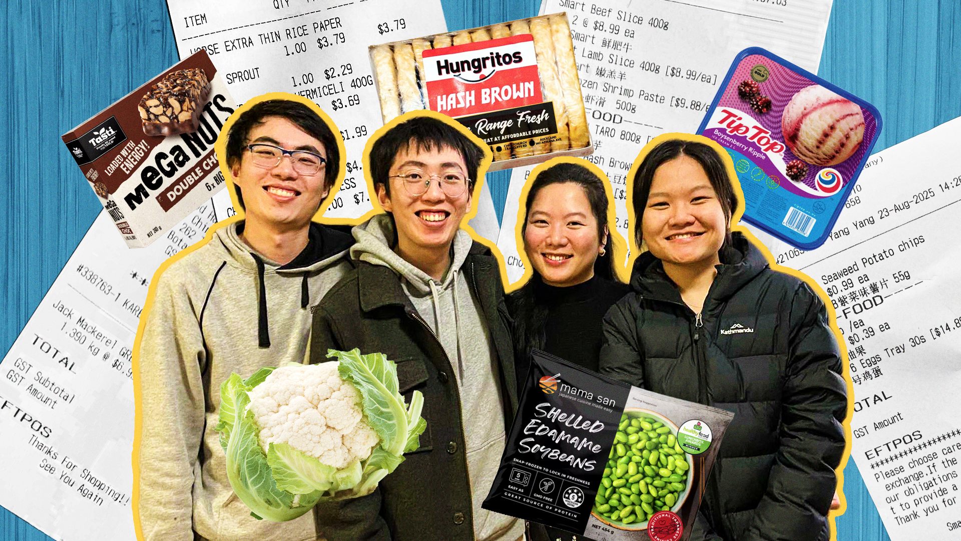 What a household of one couple and two sets of siblings spends on groceries